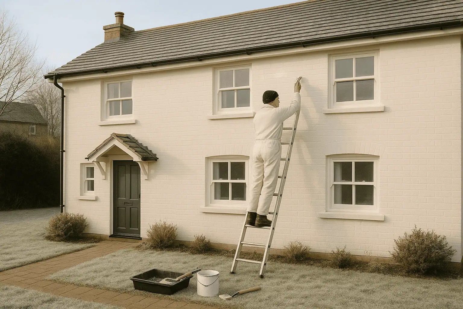 Exterior decorating in winter